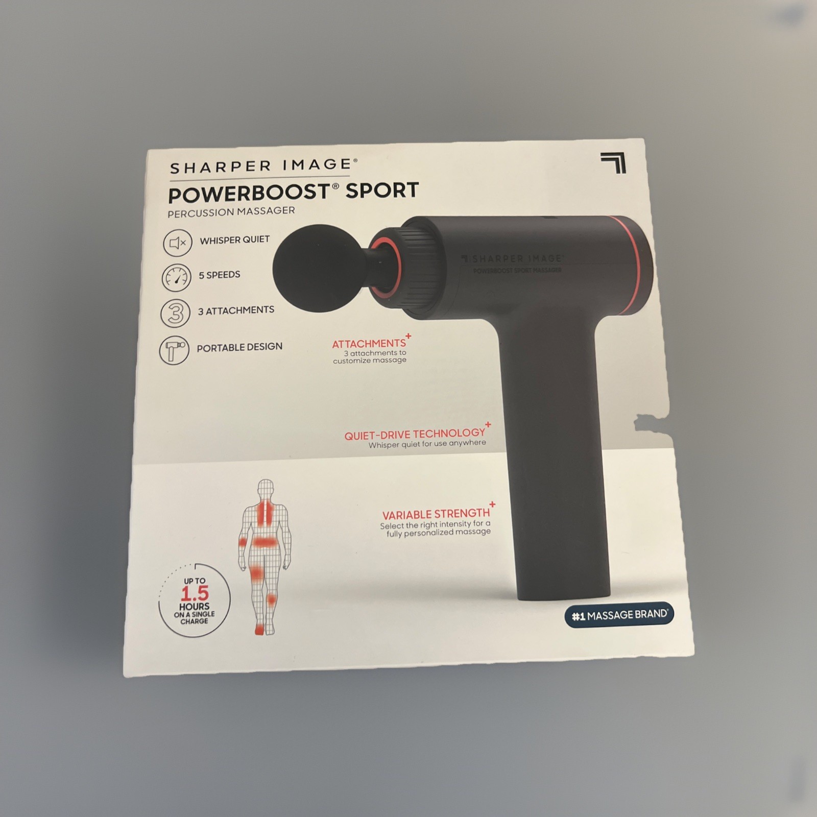 Sharper Image Powerboost Sport Percussion Massager Handheld Portable 1019735