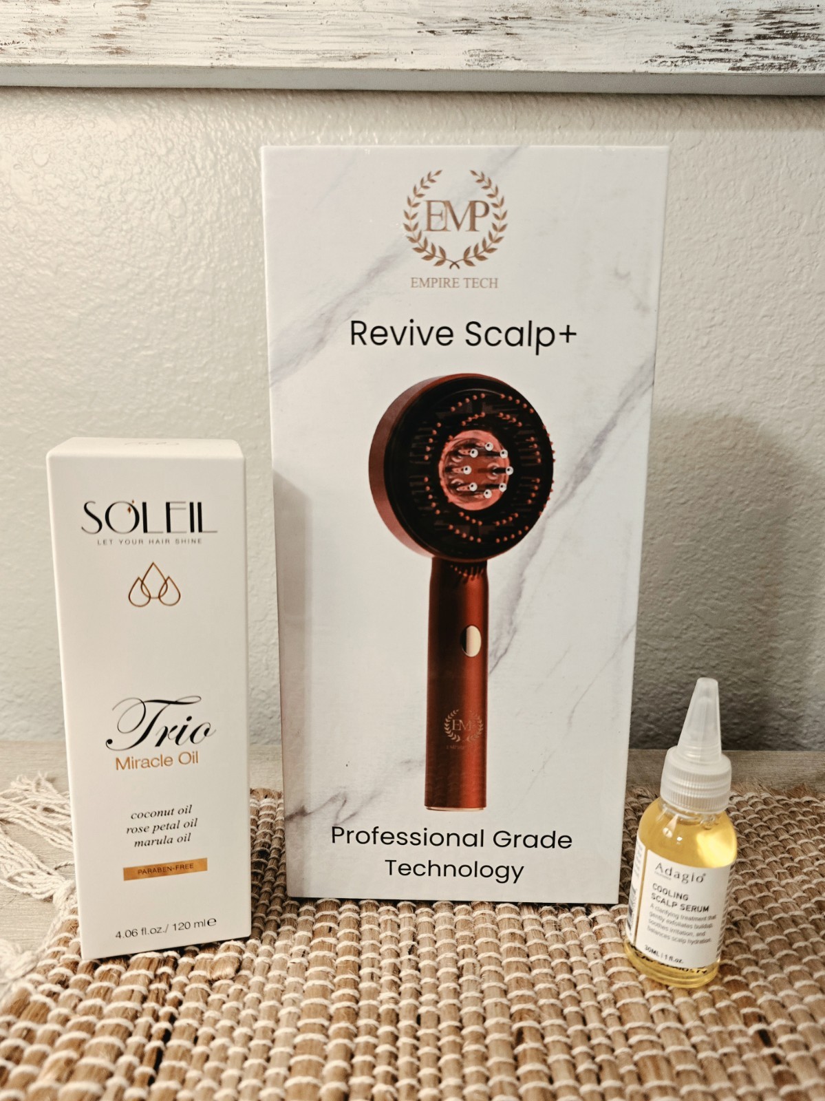 New/Sealed Empire Tech Revive Scalp+ Hair Growth System Bundle Device+Oil+Serum