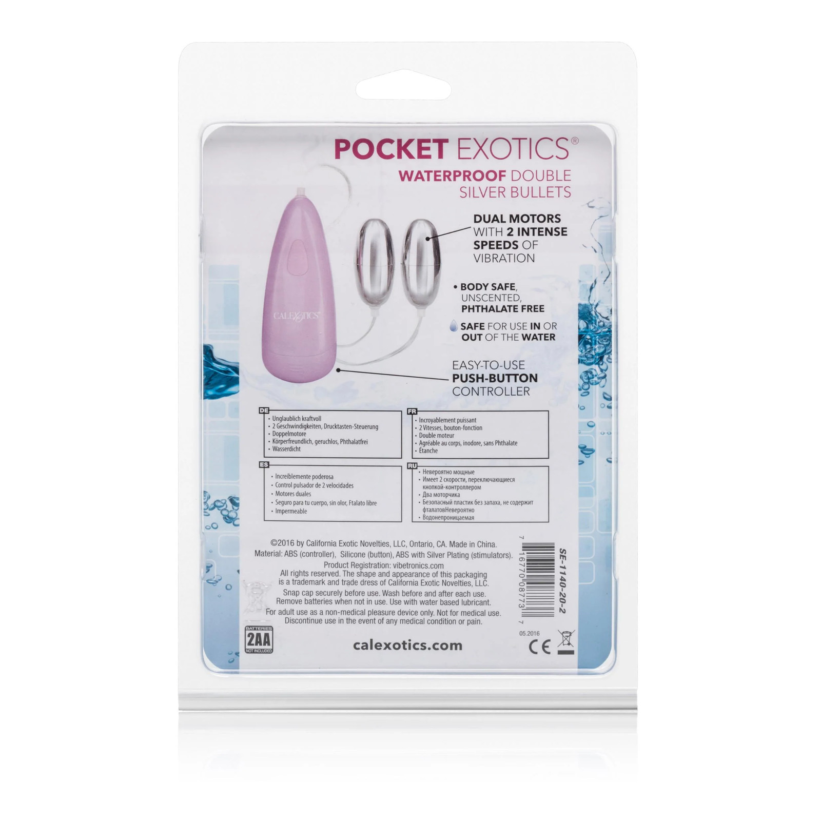 Pocket Exotics Waterproof Double Silver Bullets – Pink