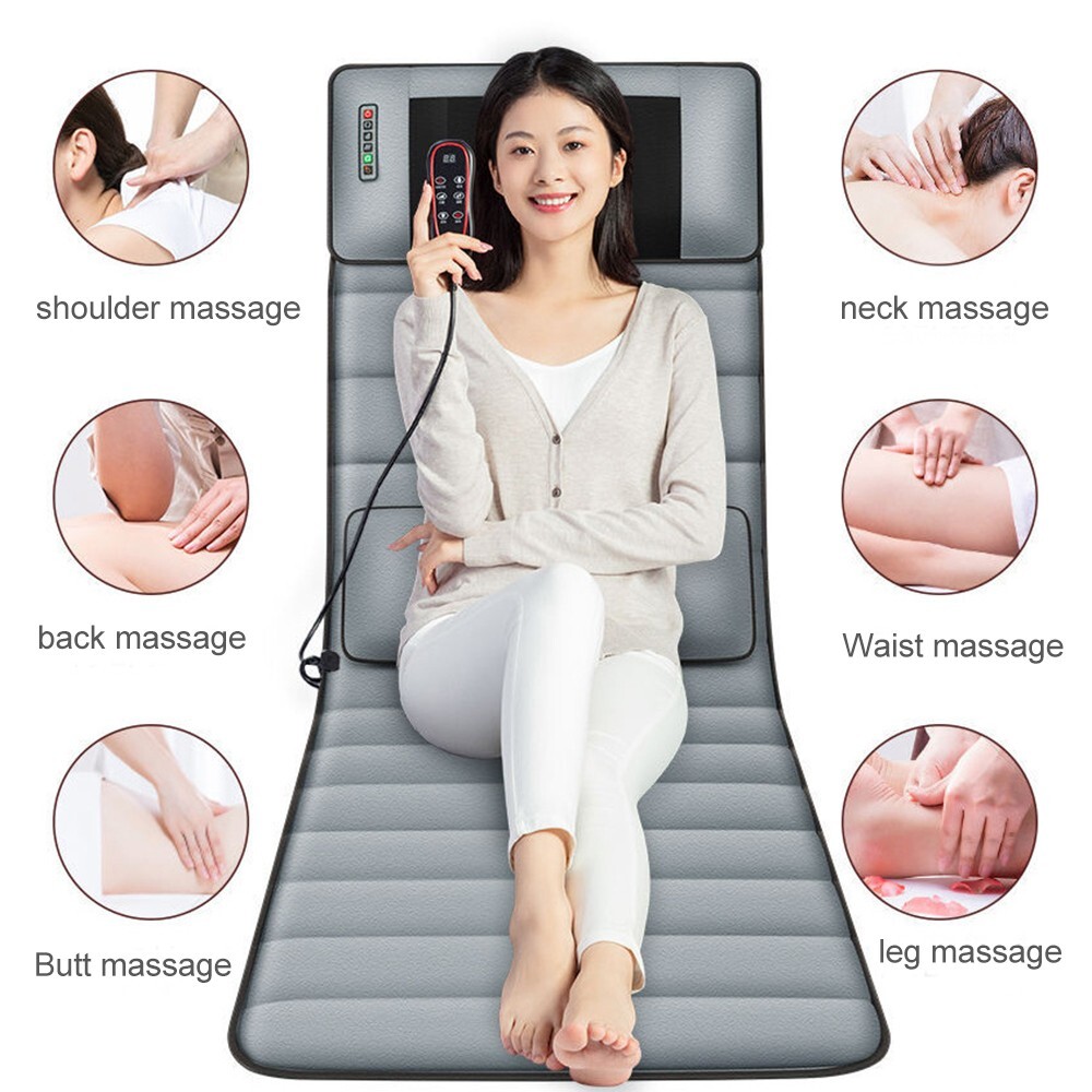 Foldable Full Body Massage Mat with Shiatsu Heated Neck Massager 10 Node 9 Speed
