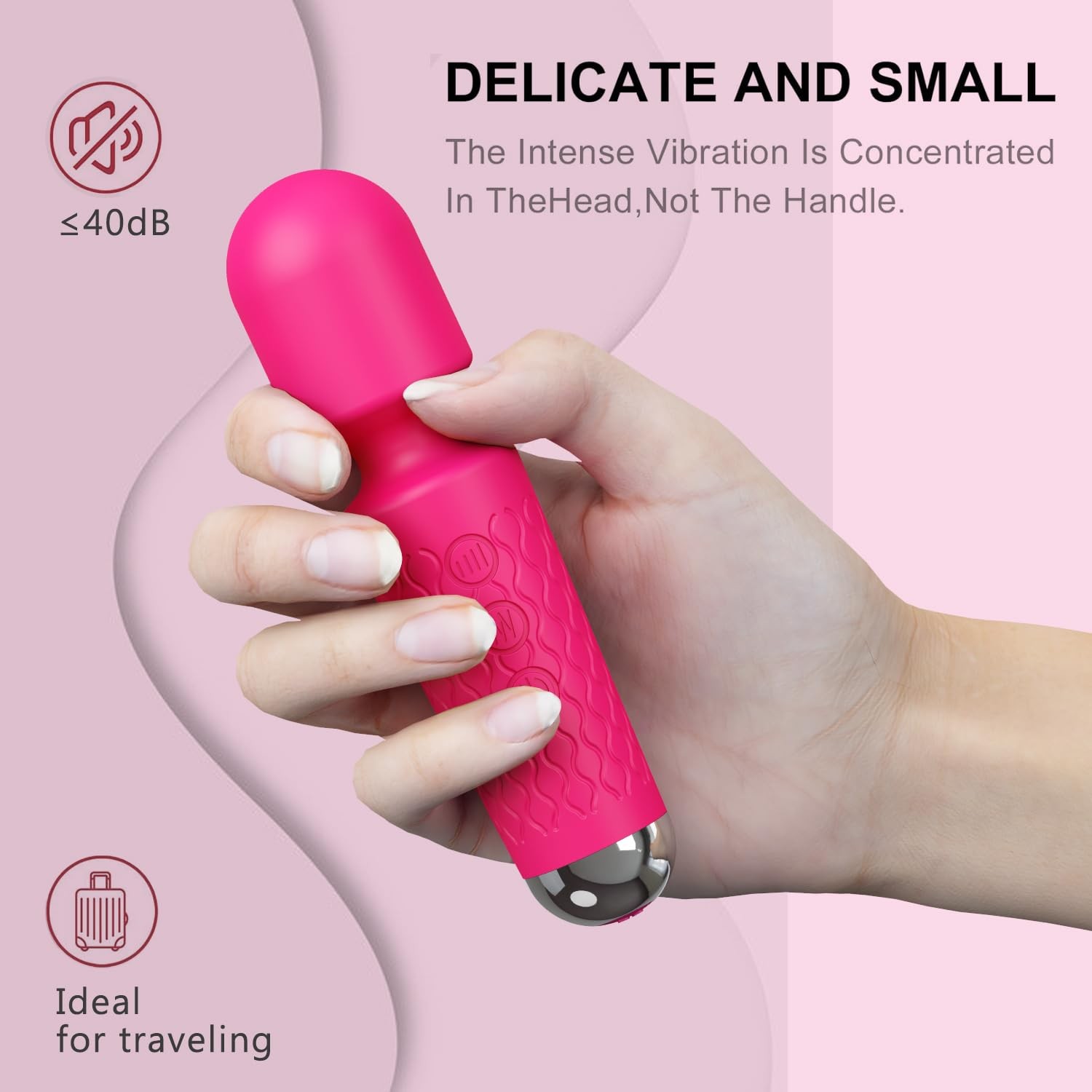 Personal Mini Massager, Handheld Wand Massager – Powerful Vibration Massager – P