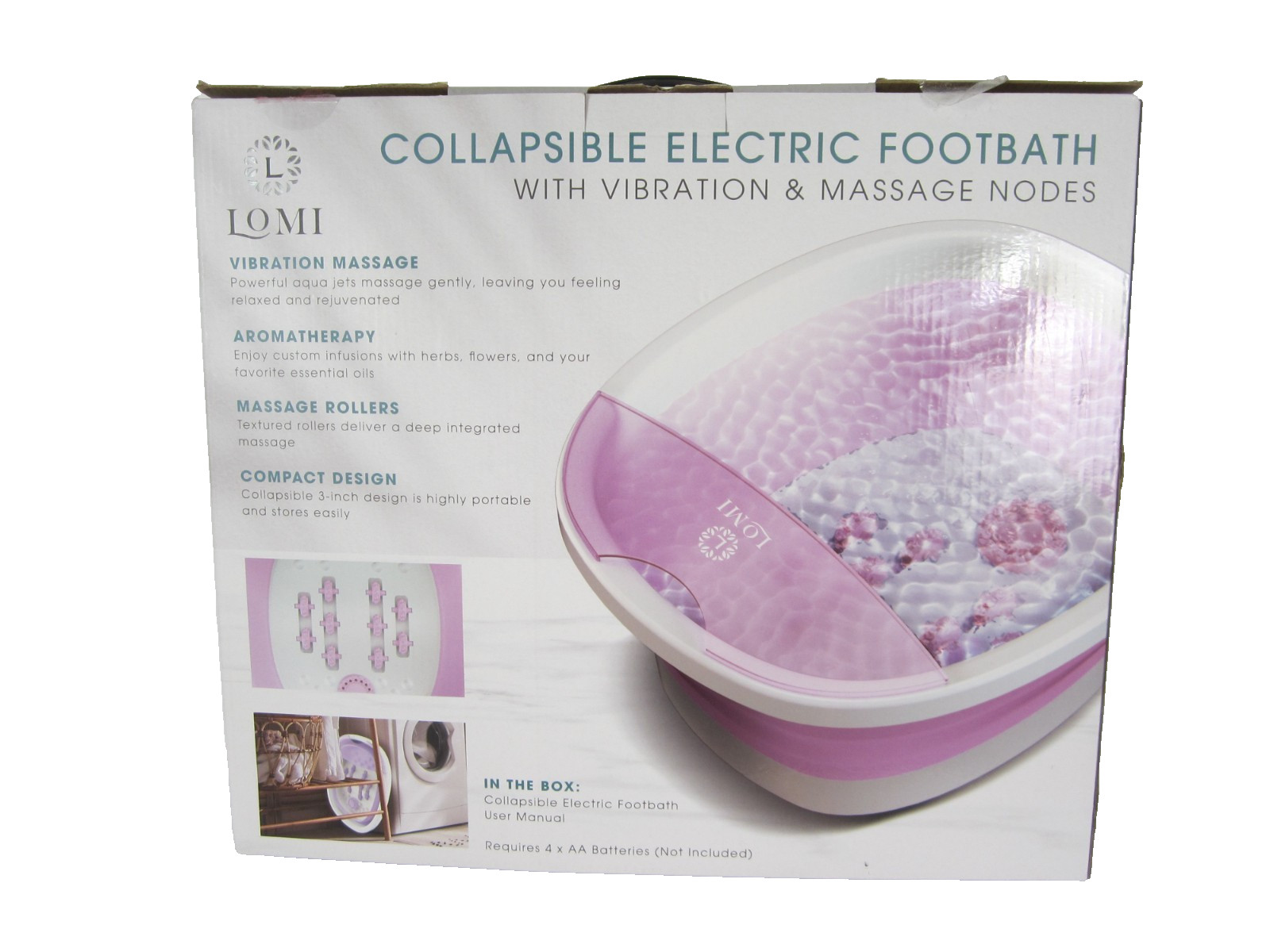 Lomi Collapsible Footbath With Vibration And Massage Nodes Battery Operated NEW