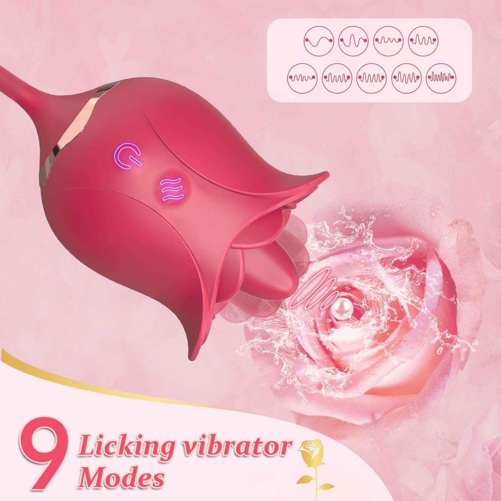 Rose Toys- 3in1 Toys Stimulator for Women with 9 Tongue & Thrusting