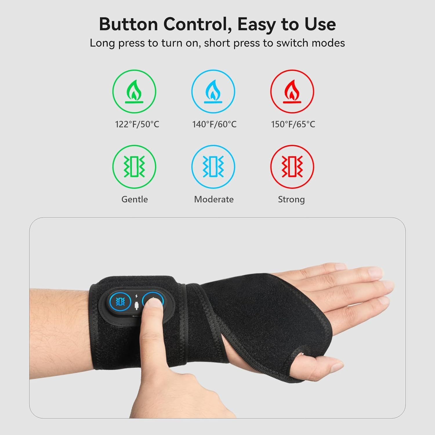 Cordless Wrist Hand Heating Pad Massage for Carpal Tunnel with 3000Mah Battery,H