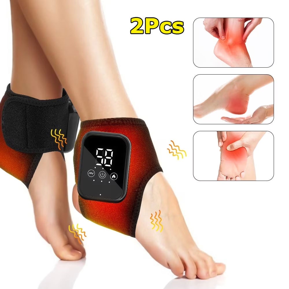 A Pair Electric Foot Ankle Heating Massager Vibration & Hot Compress Xmas Gift