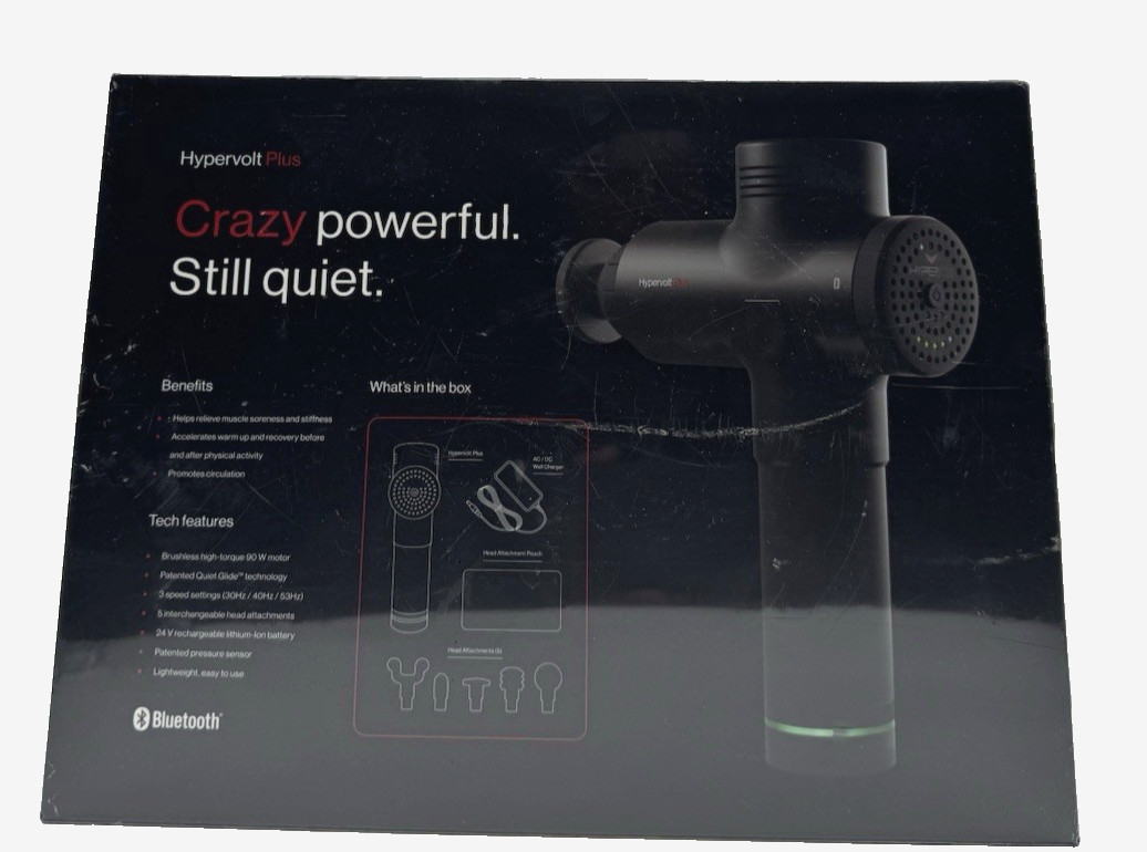 Hyperice Hypervolt Plus Percussion Massage Gun Bluetooth 5 Heads Black 24V