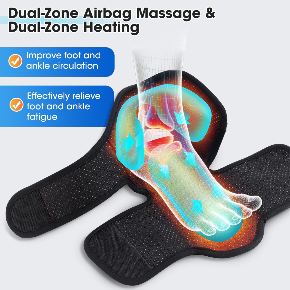 Foot Ankle Massager Air Compression Massage Boot 3000mAh 15MinTimer Heat Therapy
