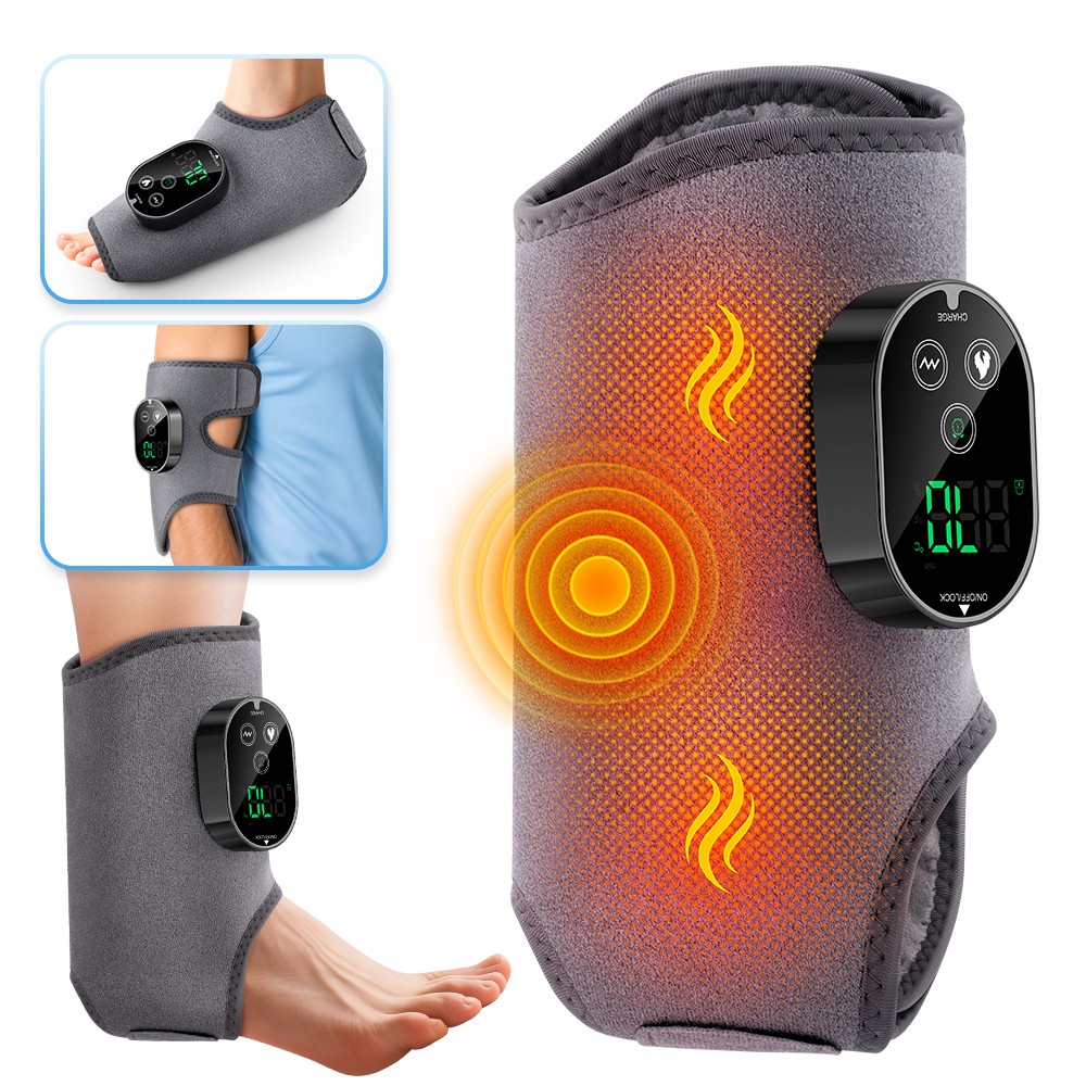 4-in-1 Electric Foot Ankle Massager Brace Pain Relief Heating Vibration Therapy