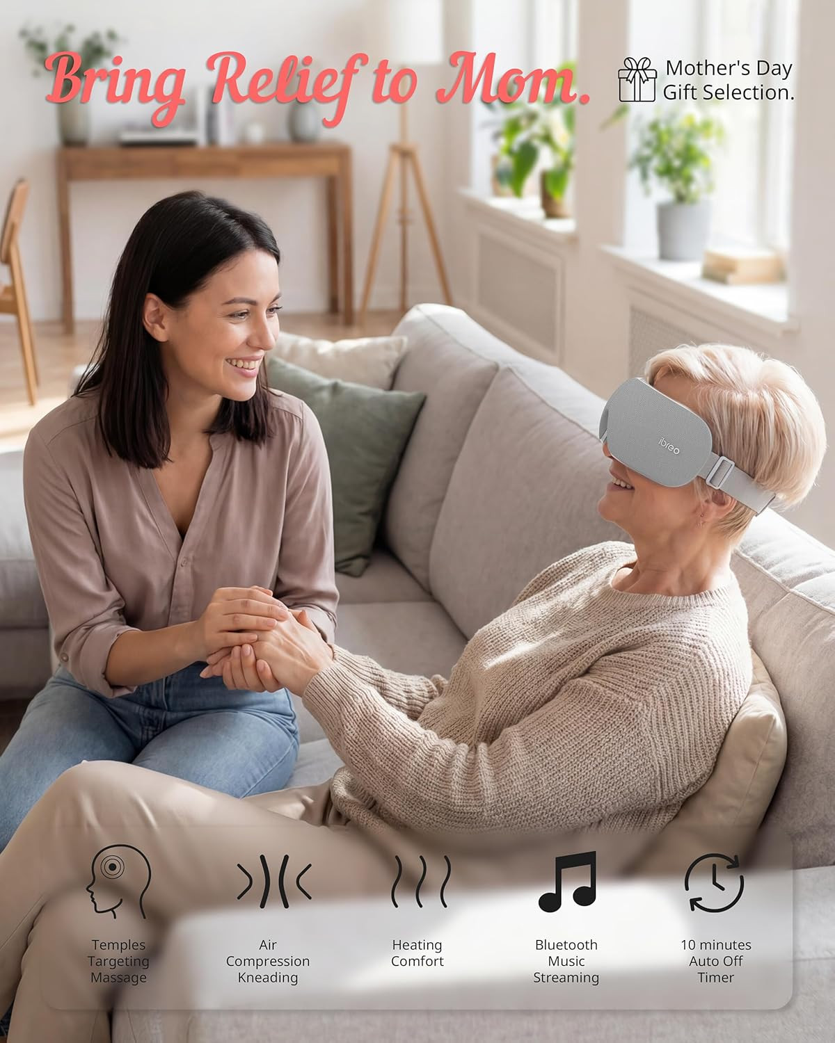 Eye Massager for Migraines with Temple Massage, Heat, Air Compression &Bluetooth