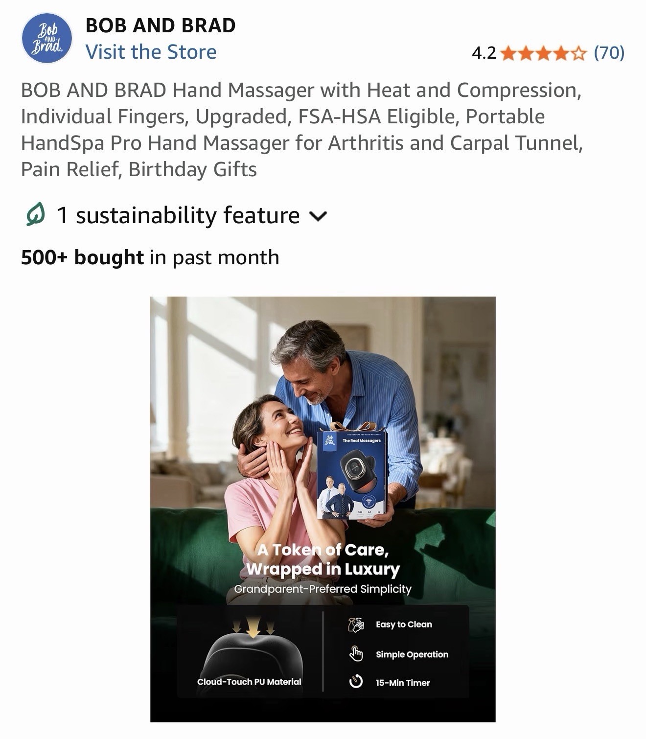 BOB AND BRAD Hand Massager with Heat and Compression, Individual Fingers