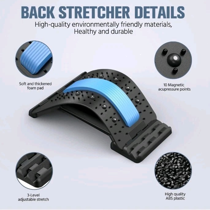 3-Level Adjustable Back Stretcher Posture Corrector Lumbar Support with Massage