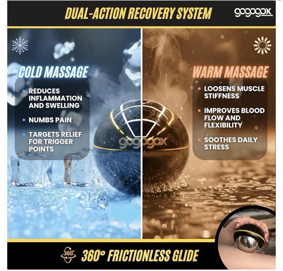 gogogox Cryosphere Hot/Cold Massage Roller Ball Manual Non-Slip 60mm Black