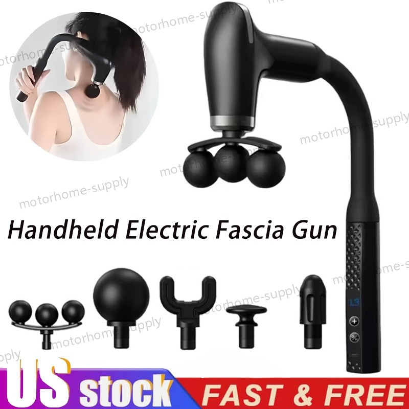 Smart Electric Fascia Gun Rechargeable Long Handle Muscle Relaxation Massager US
