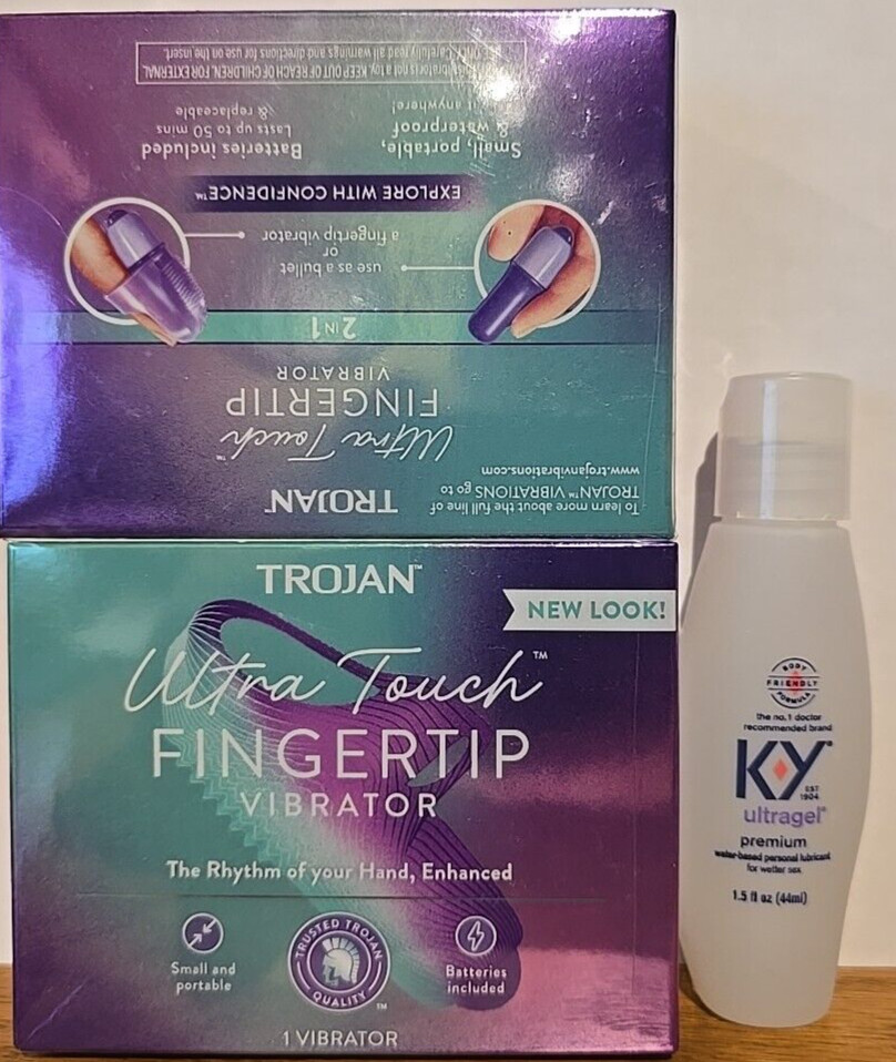 Trojan Vibrations Ultra Touch Couples Fingertip Vibrator Waterproof 2-in-1 BONUS
