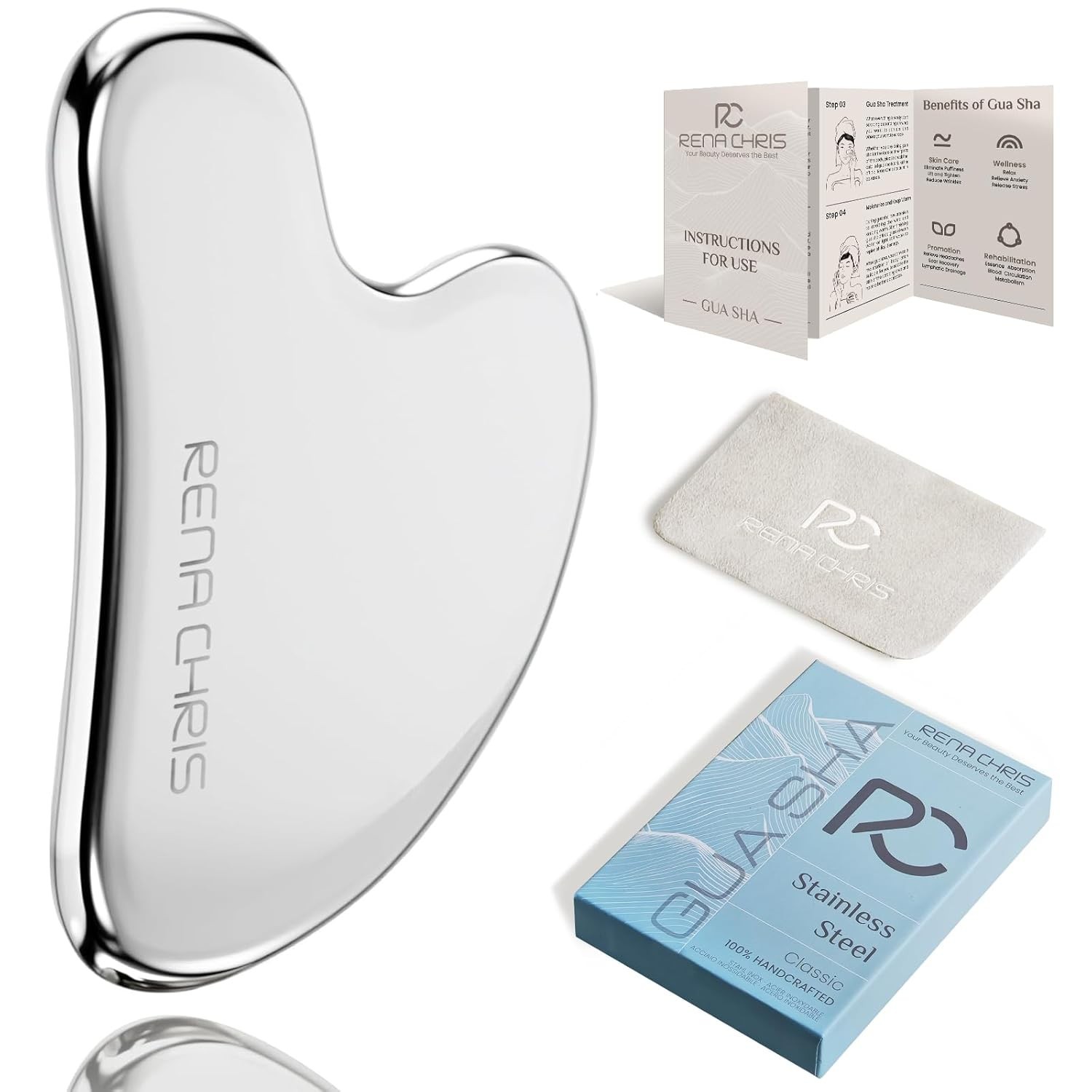 4-Inch Steel Gua Sha Tool for Skin Nourishment & Relaxation – Gift-Ready Design