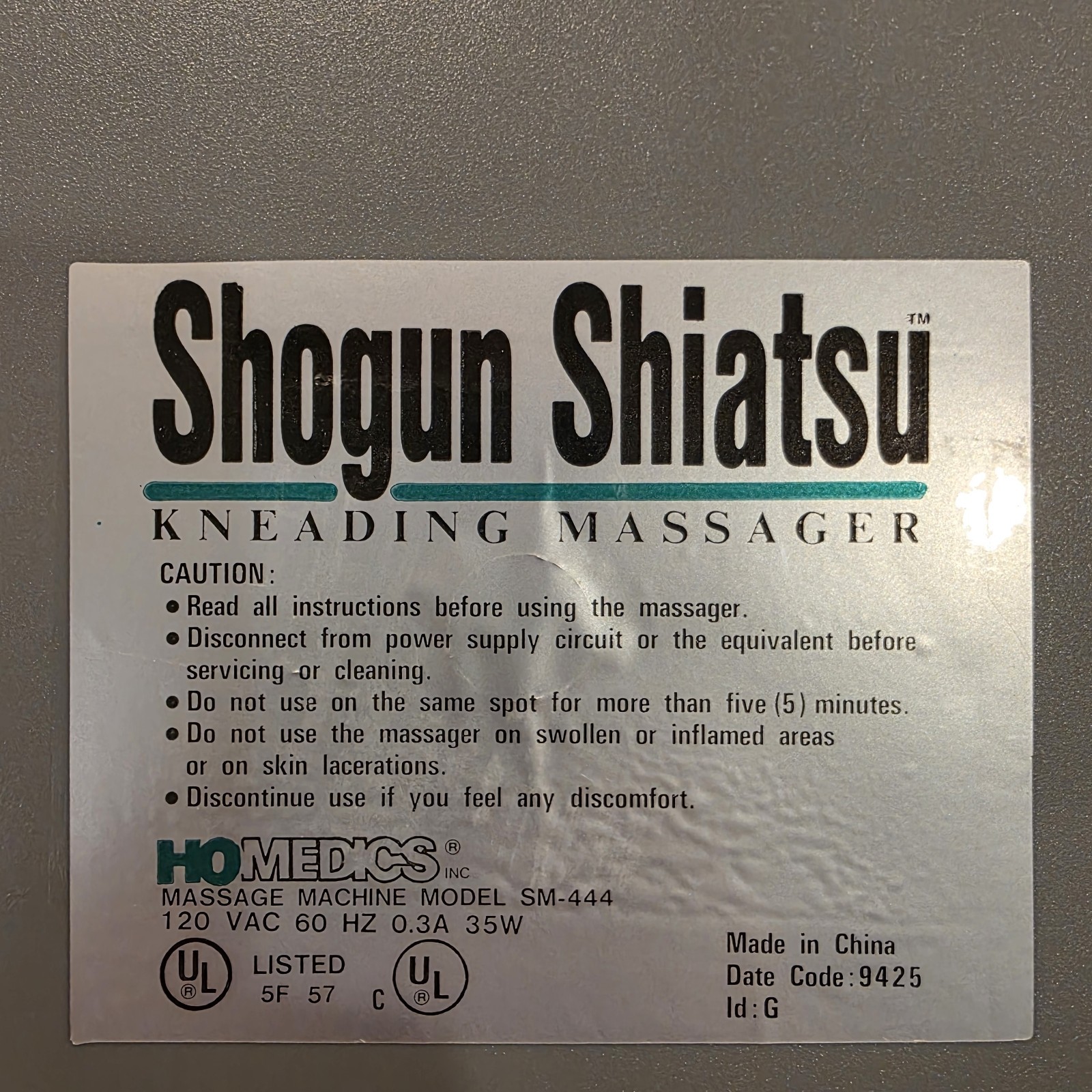 Homedics SHOGUN SHIATSU Kneading Massager Japanese Foot Neck Body Tested Working