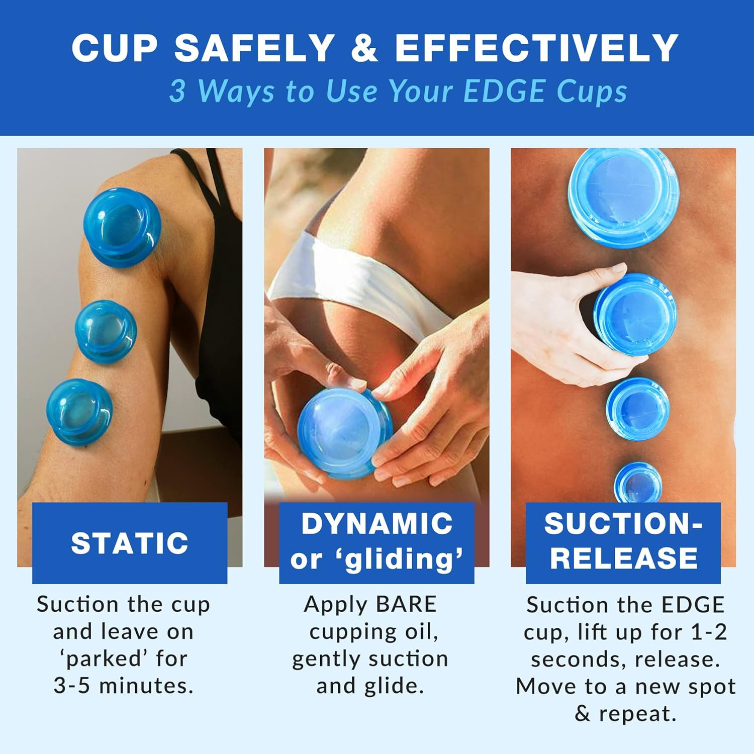 Lure Essentials Edge Silicone Cupping Set, Cupping Kit for Massage Therapy, Long