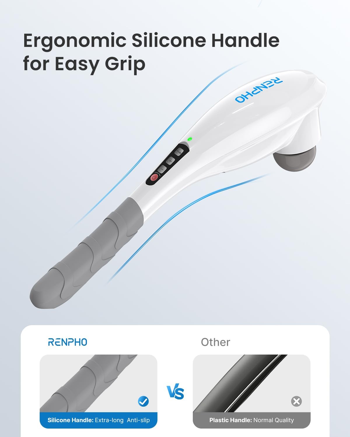 RENPHO Rechargeable Handheld Back Massager, 1 Count (Pack of 1), C-white