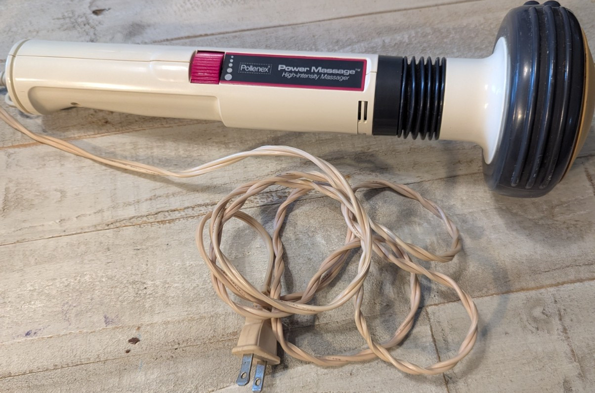 Pollenex Power Massage WM-20 Handheld Vibrating Wand, 120V, Beige/Black/Yellow
