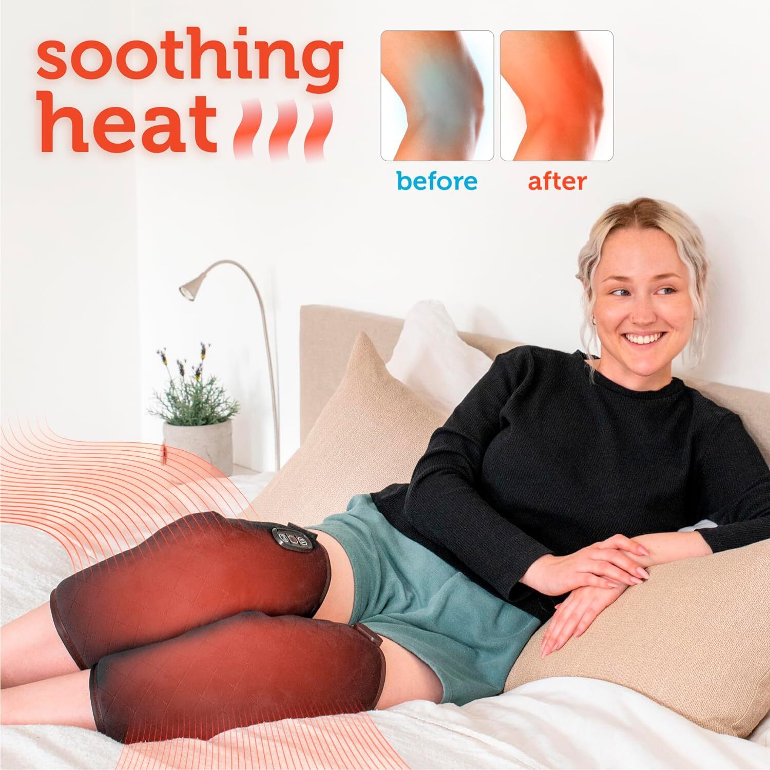 Heated Knee Brace Wrap with Vibration Massage – Knee Heating Pad with Vibration