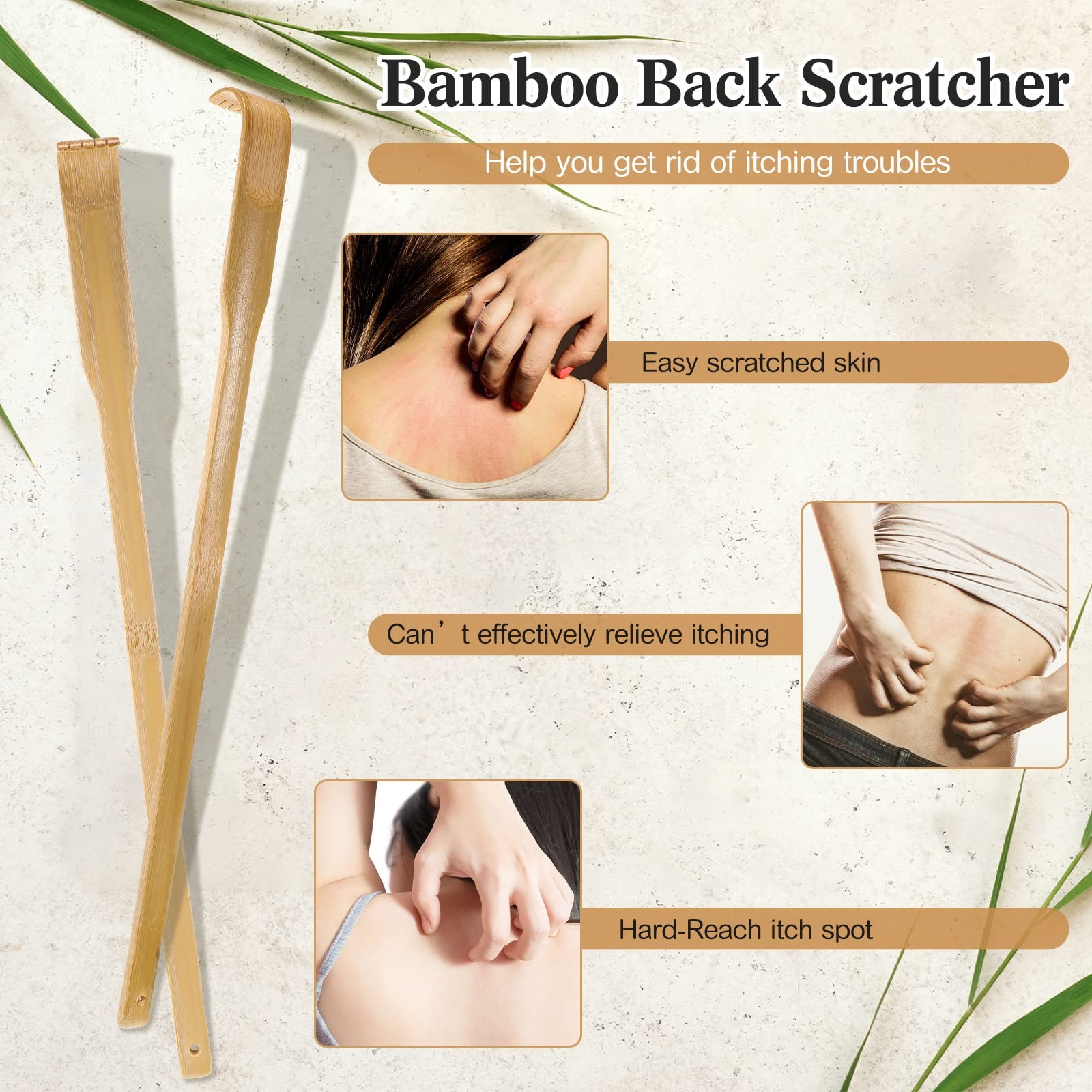 50 Pcs Bamboo Back Scratcher Bulk Traditional Manual Wooden Scratcher for Itchin