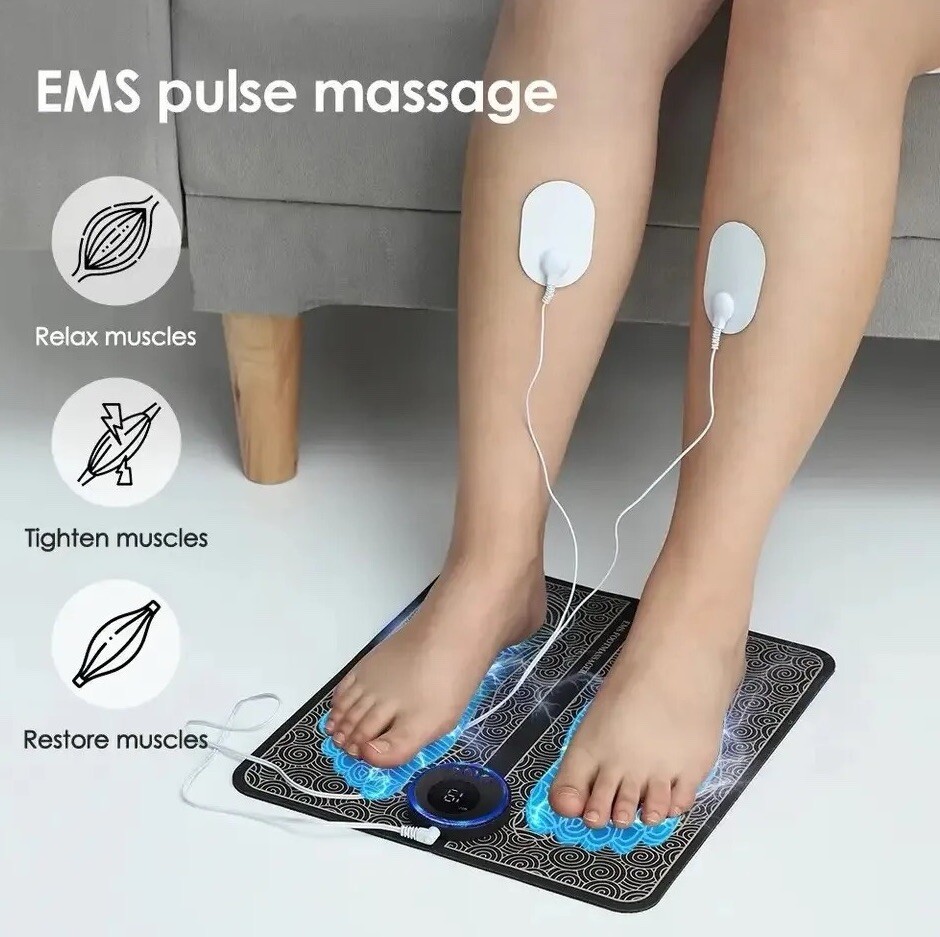 3-in-1 EMS Foot Massager Body Pad and Small Electrodes Blood Circulation NEW