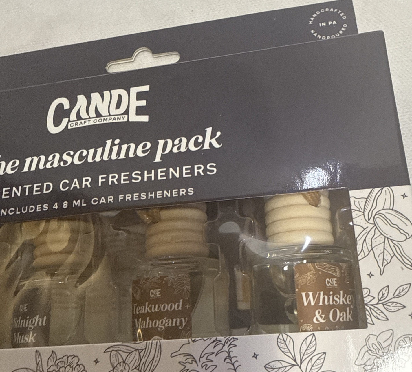 CANDE CRAFT COMPANY SCENTED CAR FRESHENER MASCULINE PACK
