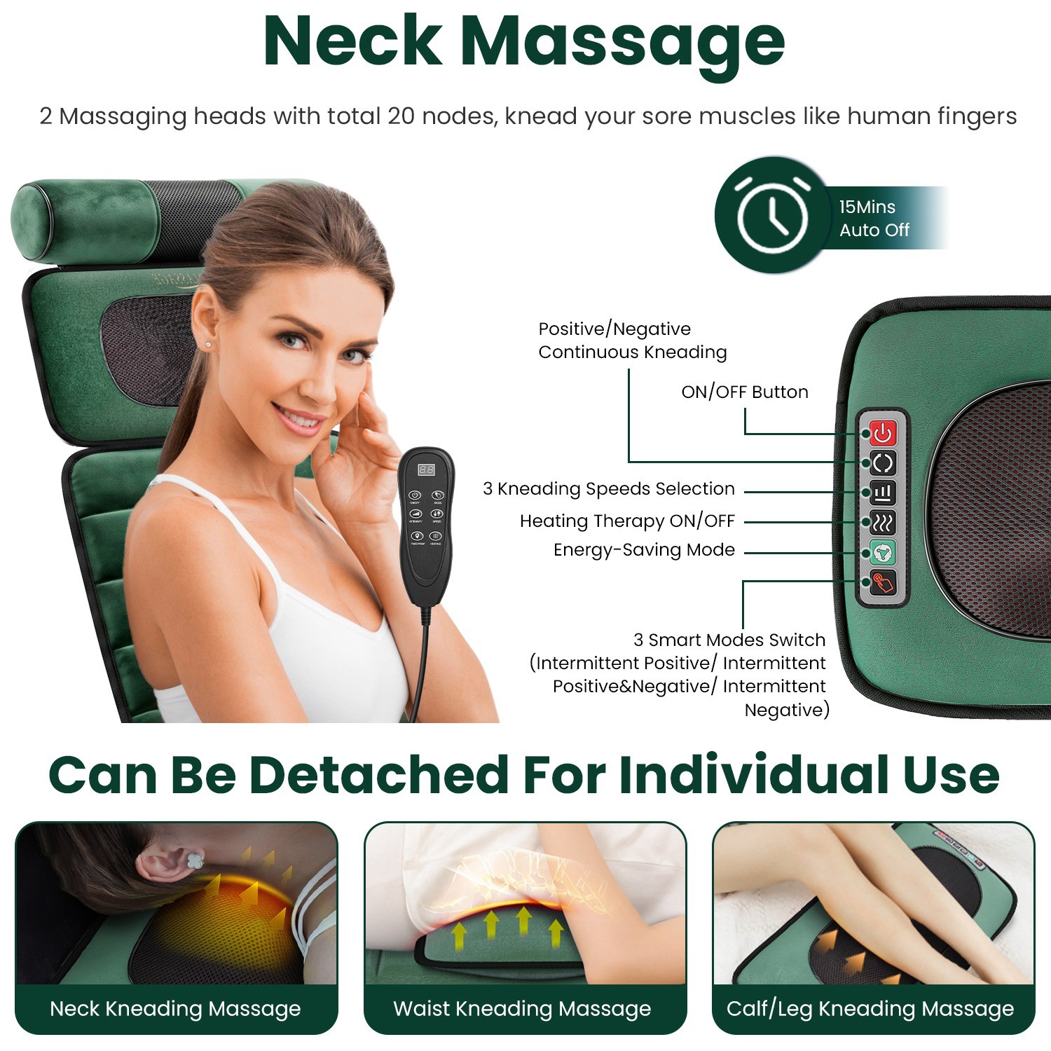 Full Body Massage Mat Heating Vibration Massage Cushion w/ Smart Timer