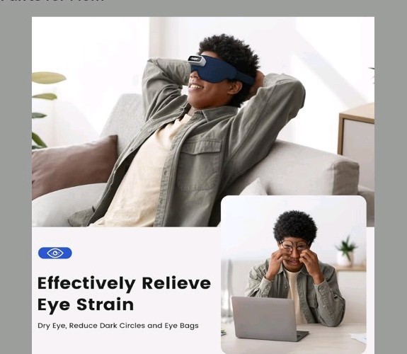 Eye Massager with Heat, Smart Vibration Massager for Migraines Relief