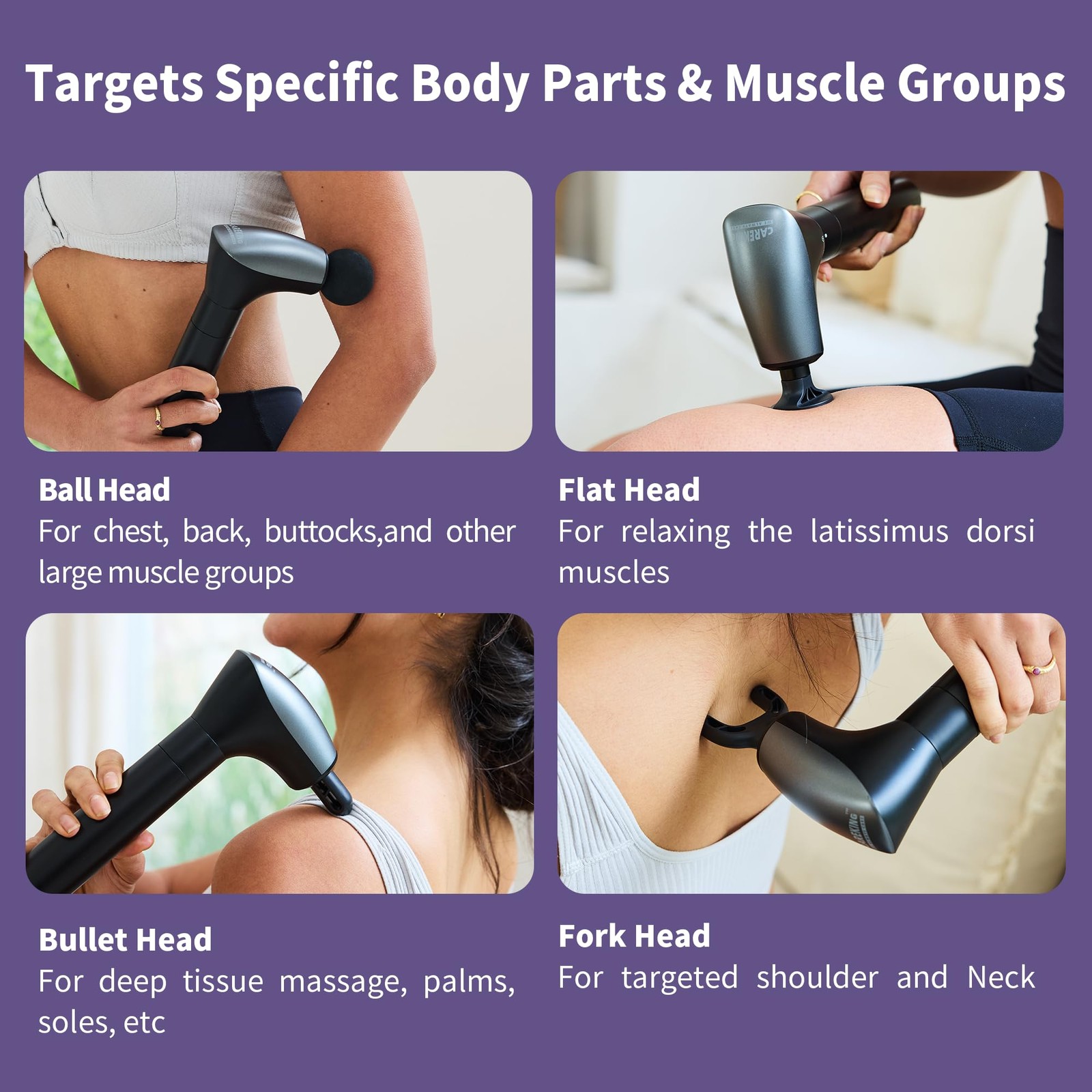 2-in-1 Detachable Muscle Massage Gun Deep Tissue with 20» Extension Handle, Bac