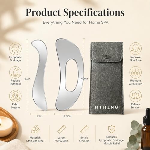 Stainless Steel Gua Sha Muscle Scraping Tool, Ergonomic Body Massage Scraper wit