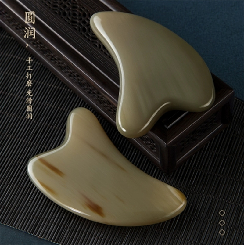 Natural White Buffalo Horn Gua Sha 刮痧 Board Beauty Health Massager Tools Gifts