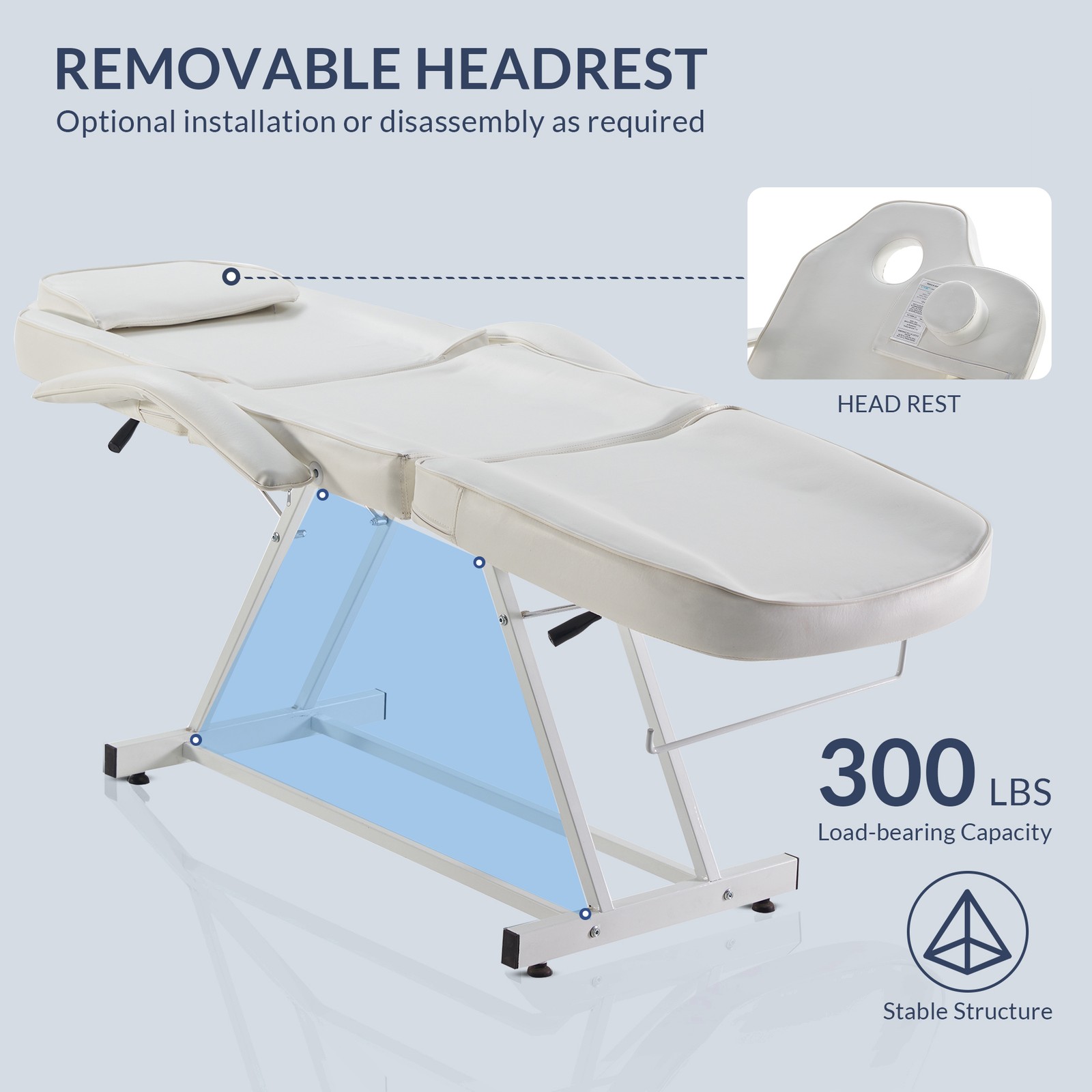 Adjustable Facial Bed Table Massage Chair Beauty Spa Tattoo Beauty Salon, Cream