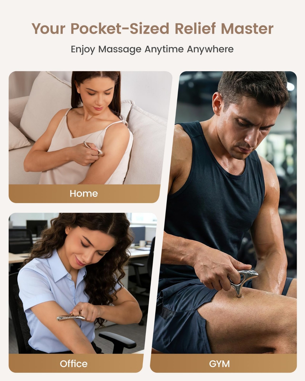 Deep Tissue Massage Tool, Muscle Scraper for Fascia Release, Gua Sha & Acupressu
