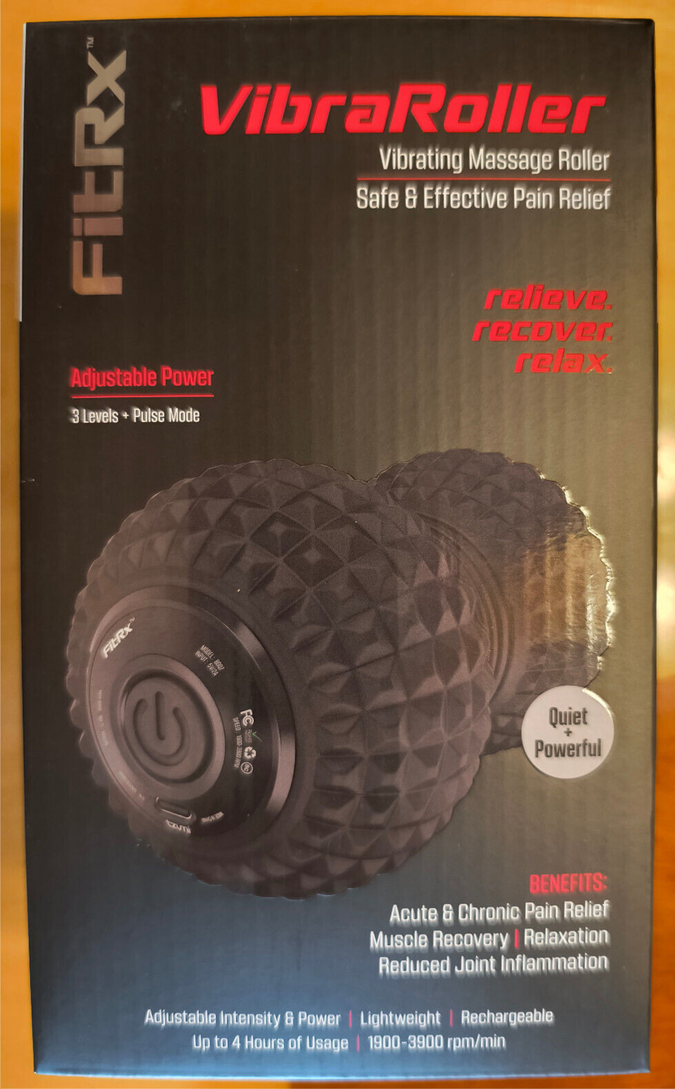 FitRx Vibraroller Vibrating Roller Massager MUSCLE RELIEF HAND HELD Recharge