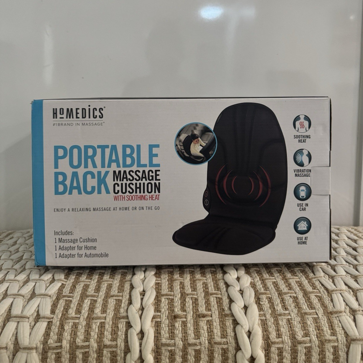 HoMedics Portable Heated Vibrating Back Massage Cushion