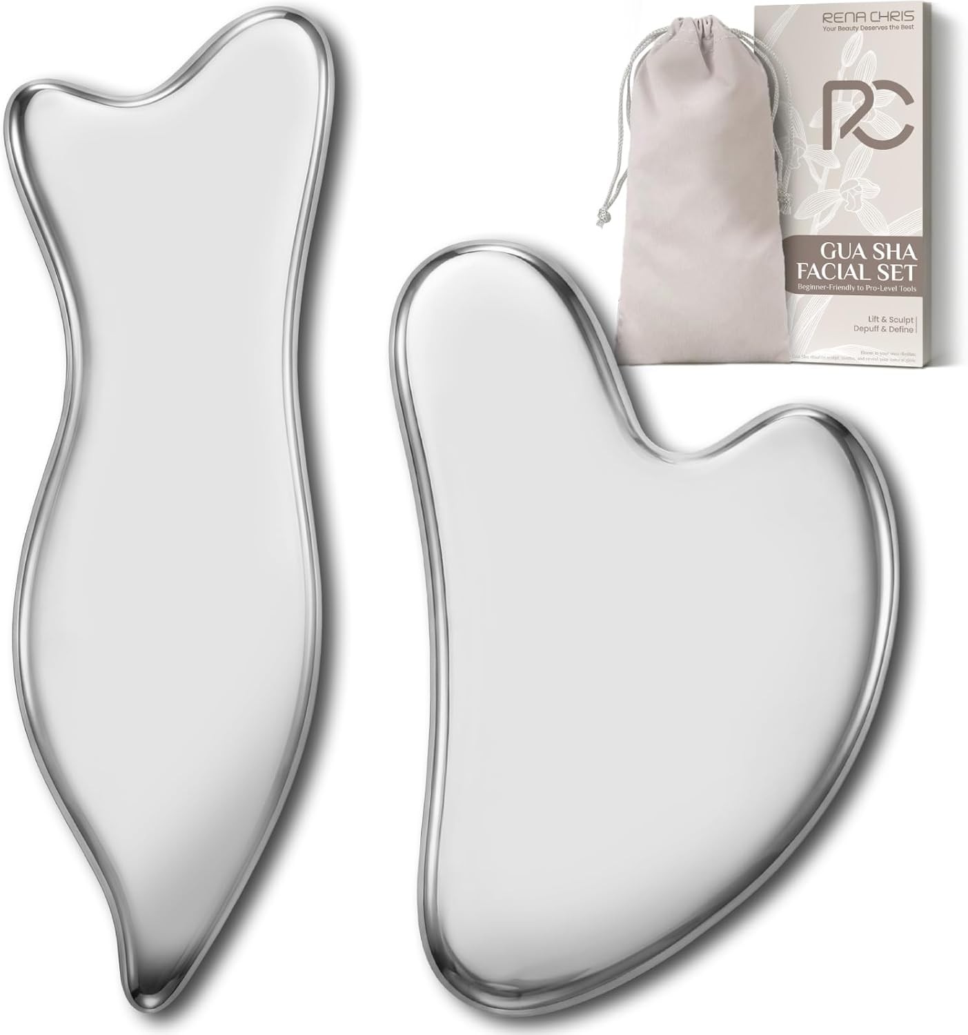 Stainless Steel Gua Sha Set for Facial and Body Massage Tool