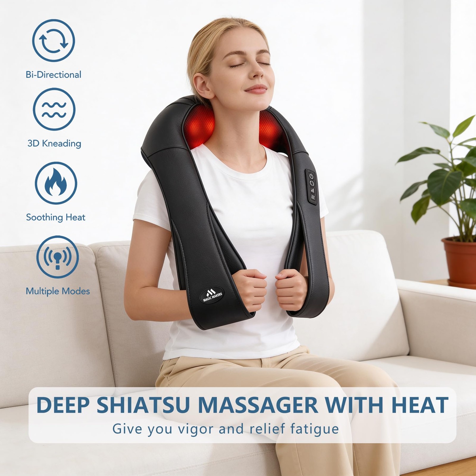 Shiatsu Neck & Shoulder Massager with Heat – Gifts for Mom, Dad, Her & Him