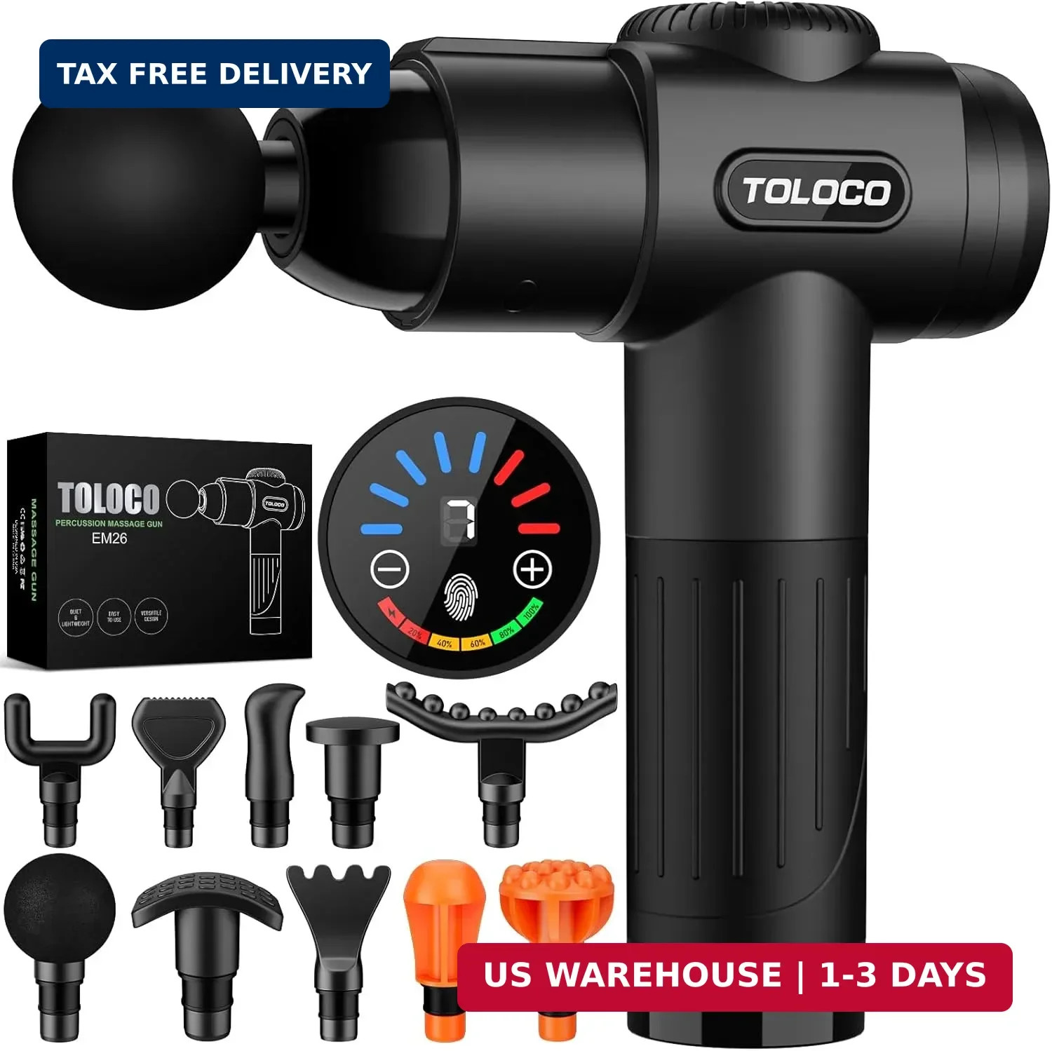 TOLOCO Massage Gun, Deep Tissue Back Massage for Athletes for Pain Relief, Percu