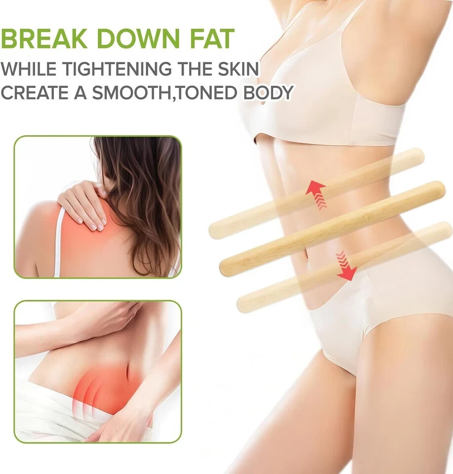 4PCS Solid Bamboo Massage Sticks 100% Bamboo Massage Tools Guasha Bamboo Massage