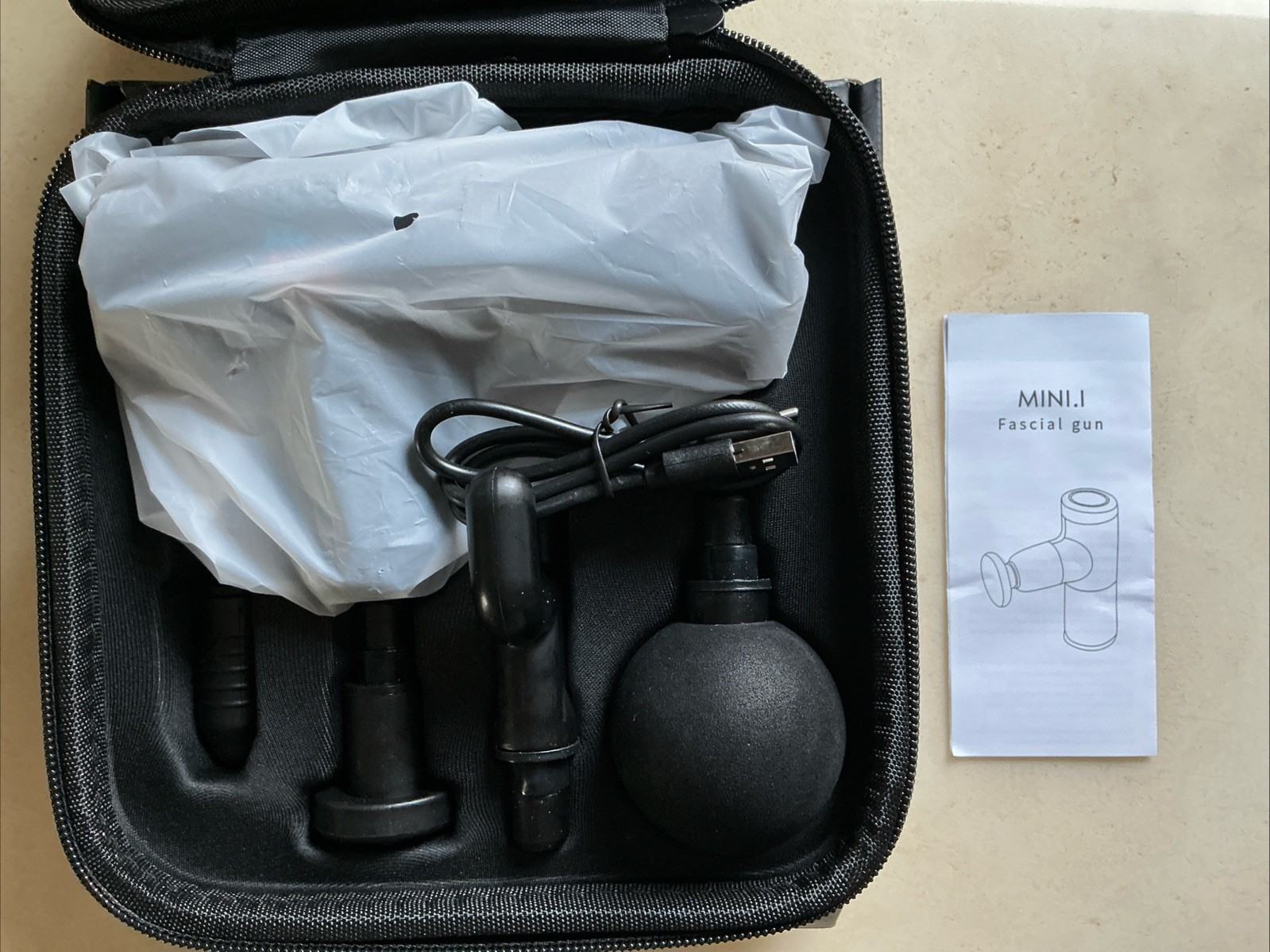 Mini.I Fascial Massage Gun with 4 Interchangeable Heads ~ NEW ~ FREE SHIP