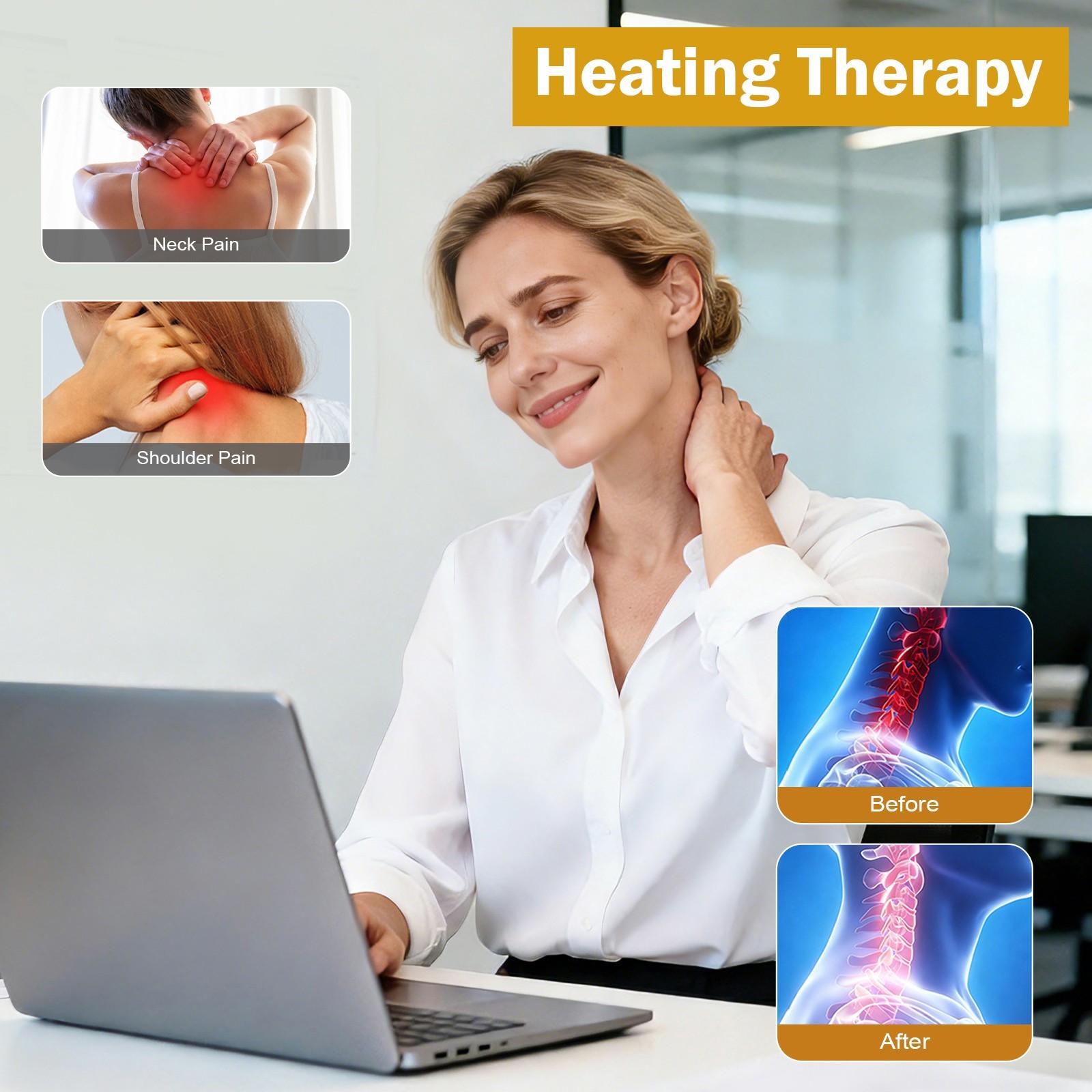 Heated Neck Shoulder Massager Pillow Electric 4D Shiatsu Deep Kneading Pillow US