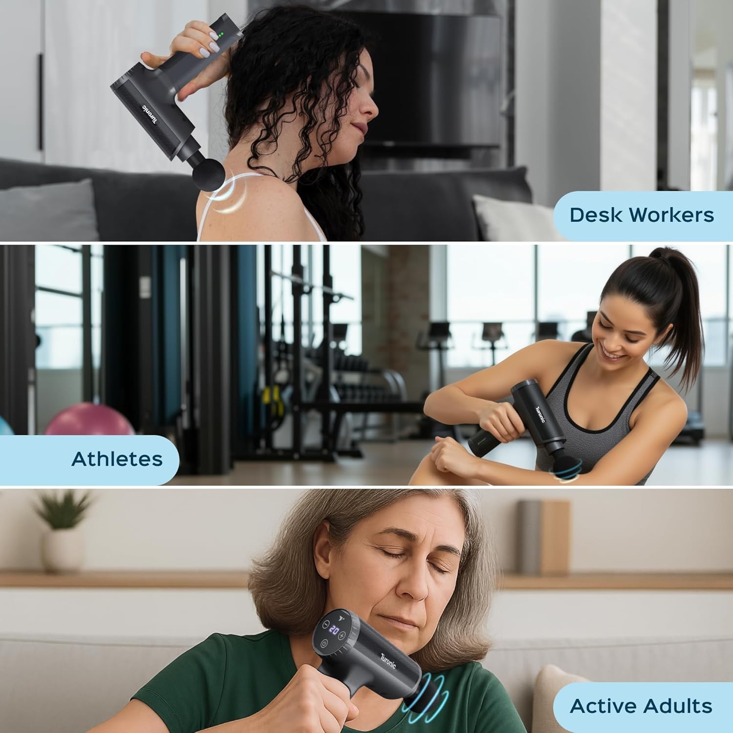 Turonic Professional Handheld Massage Gun – Deep Tissue Percussion Massager