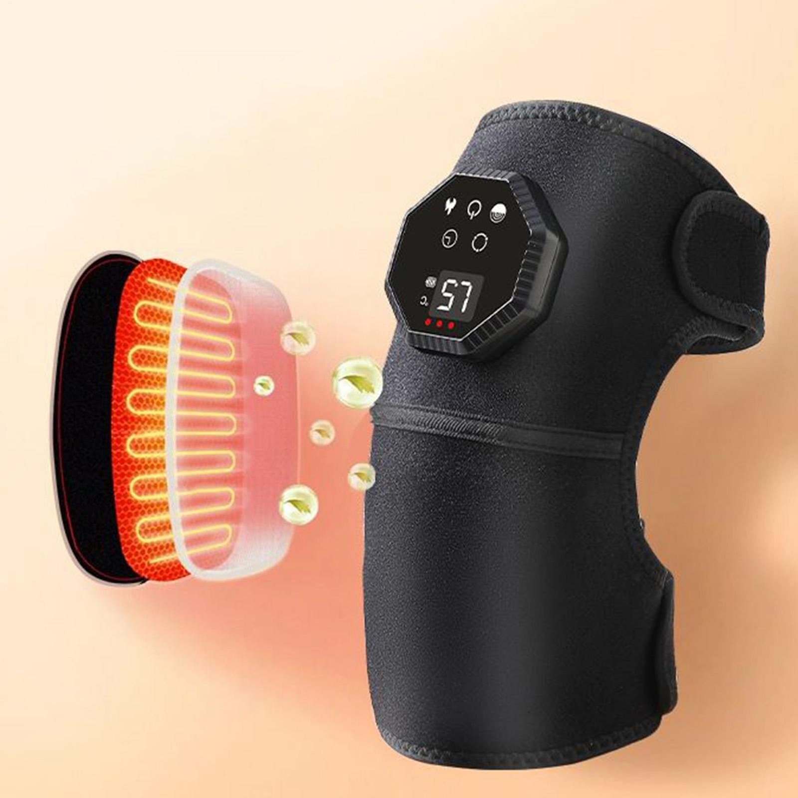 Electric Knee Massager for Pain Relief with 5 Vibration Modes, 3 Heating Levels