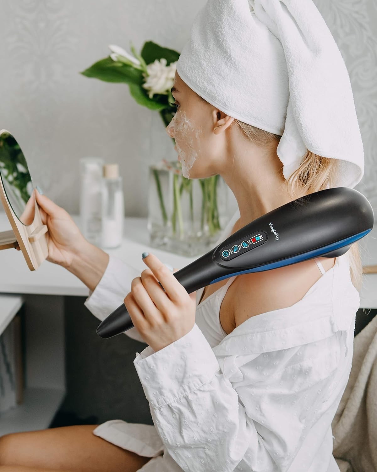 Veaglefly Cordless Handheld Massager Electric Deep Tissue Percussion Back 6 Node