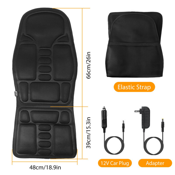 Heated Vibration Massage Cushion Back Seat Massager Pad for Car Office Home