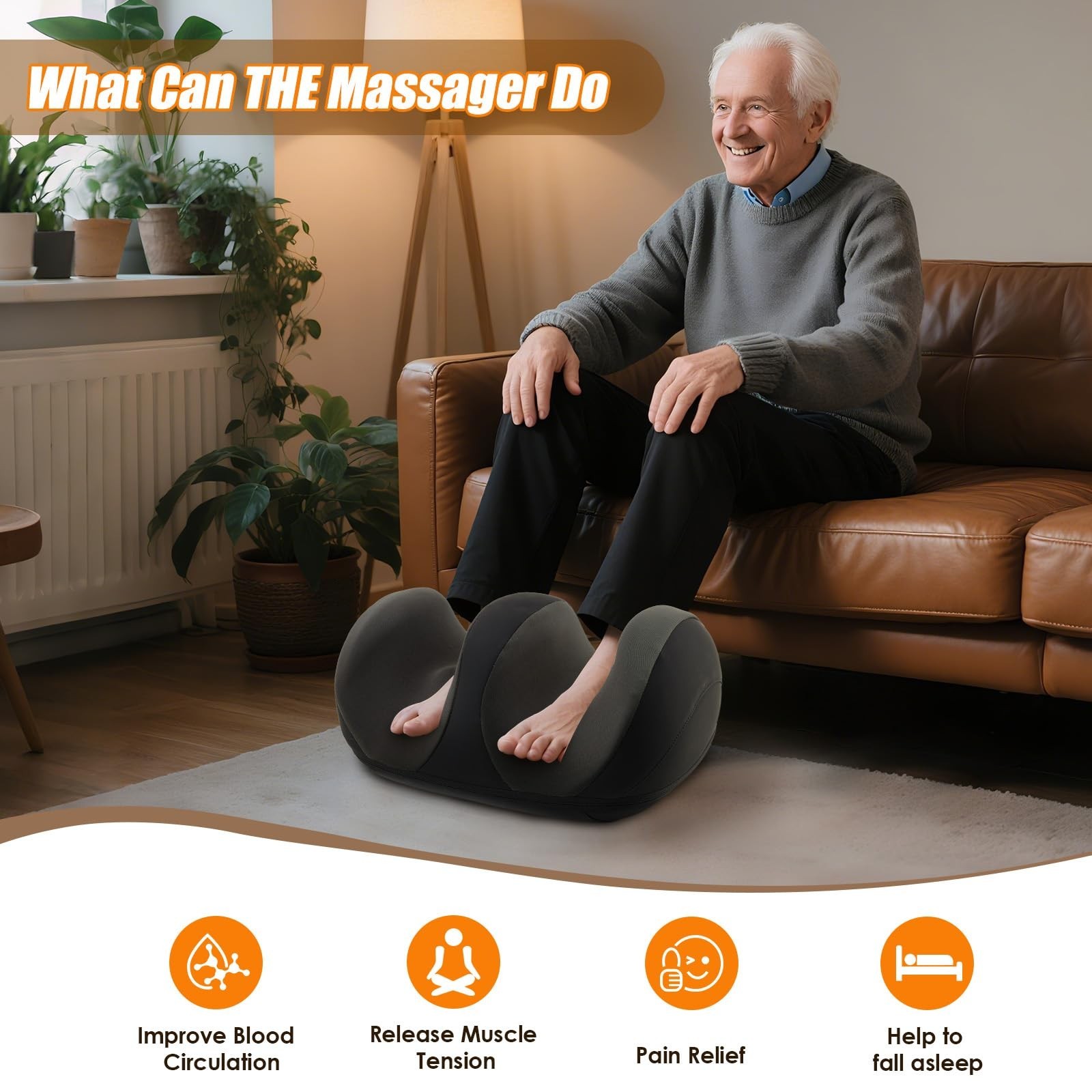 Electric Foot Massager with Heat & Shiatsu Kneading – Pain Relief for Feet, Calv