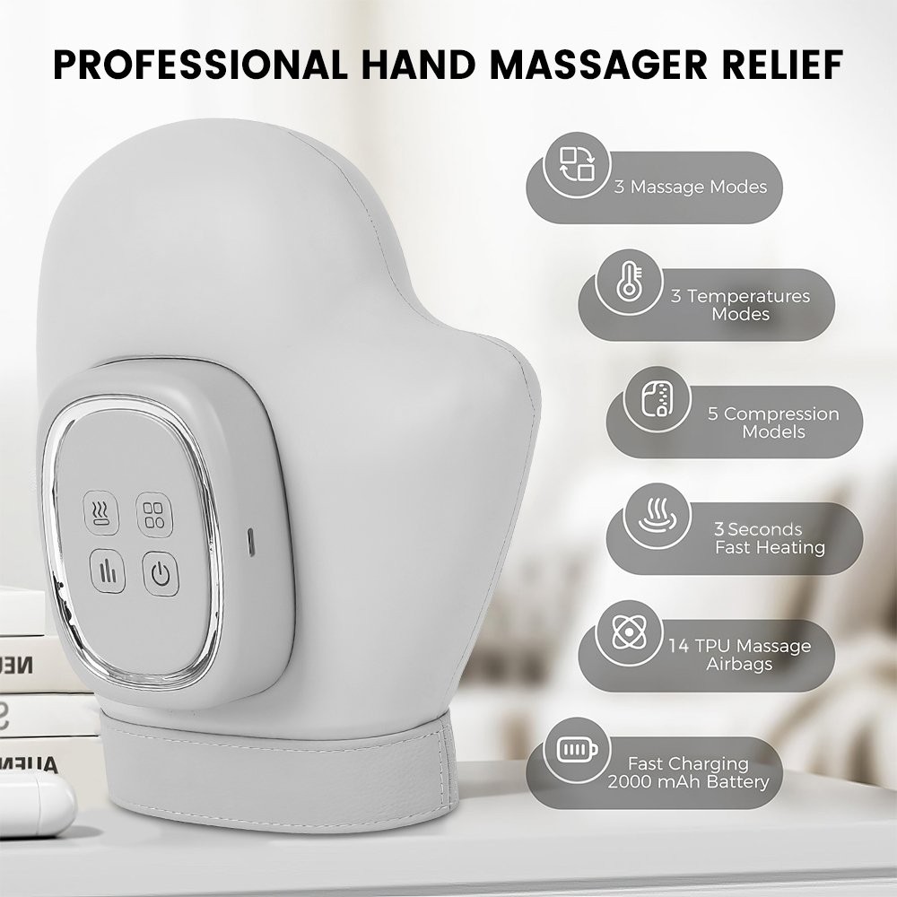 Updated Electric Hand Massager with Heat and Compression Wrist Finger Massage