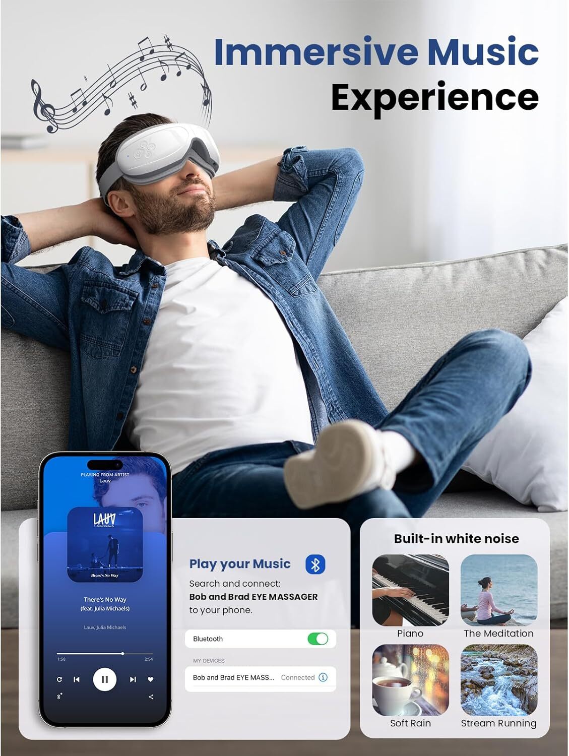 Eye Massager Electric Smart Eye Care For Migraines with Heat and Vibration Relax