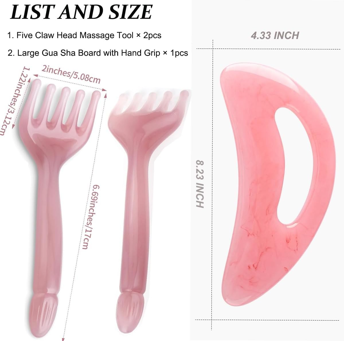2+1Pcs Scalp Massage Comb Massager,Scalp Gua Sha,Head Spa Tools Five Claws Porta
